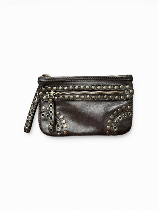 Bally Handbags - Vintage Bally Studded Leather Wristlet Clutch Y2K Moto Brown